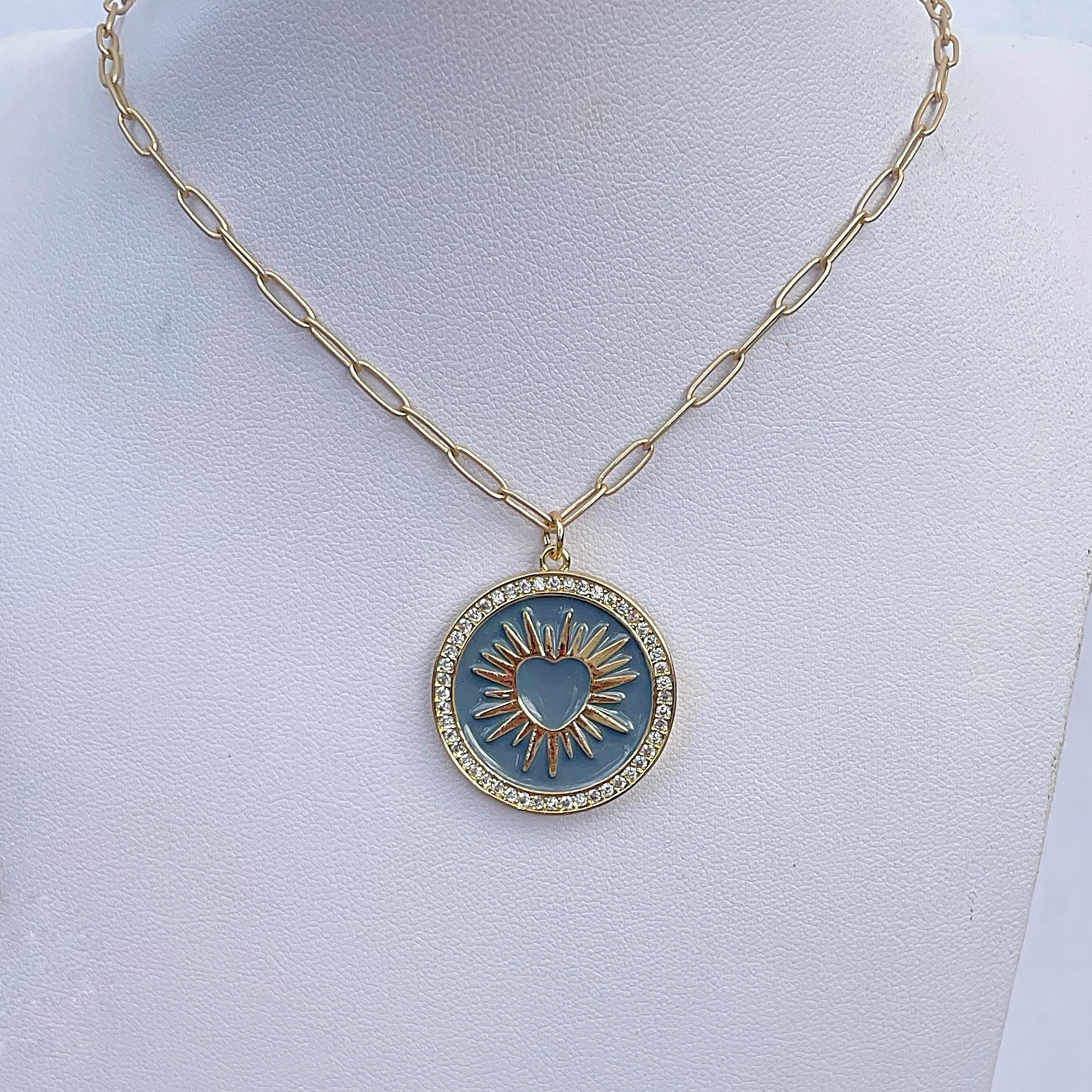 “Heart on Fire” Necklace in blue