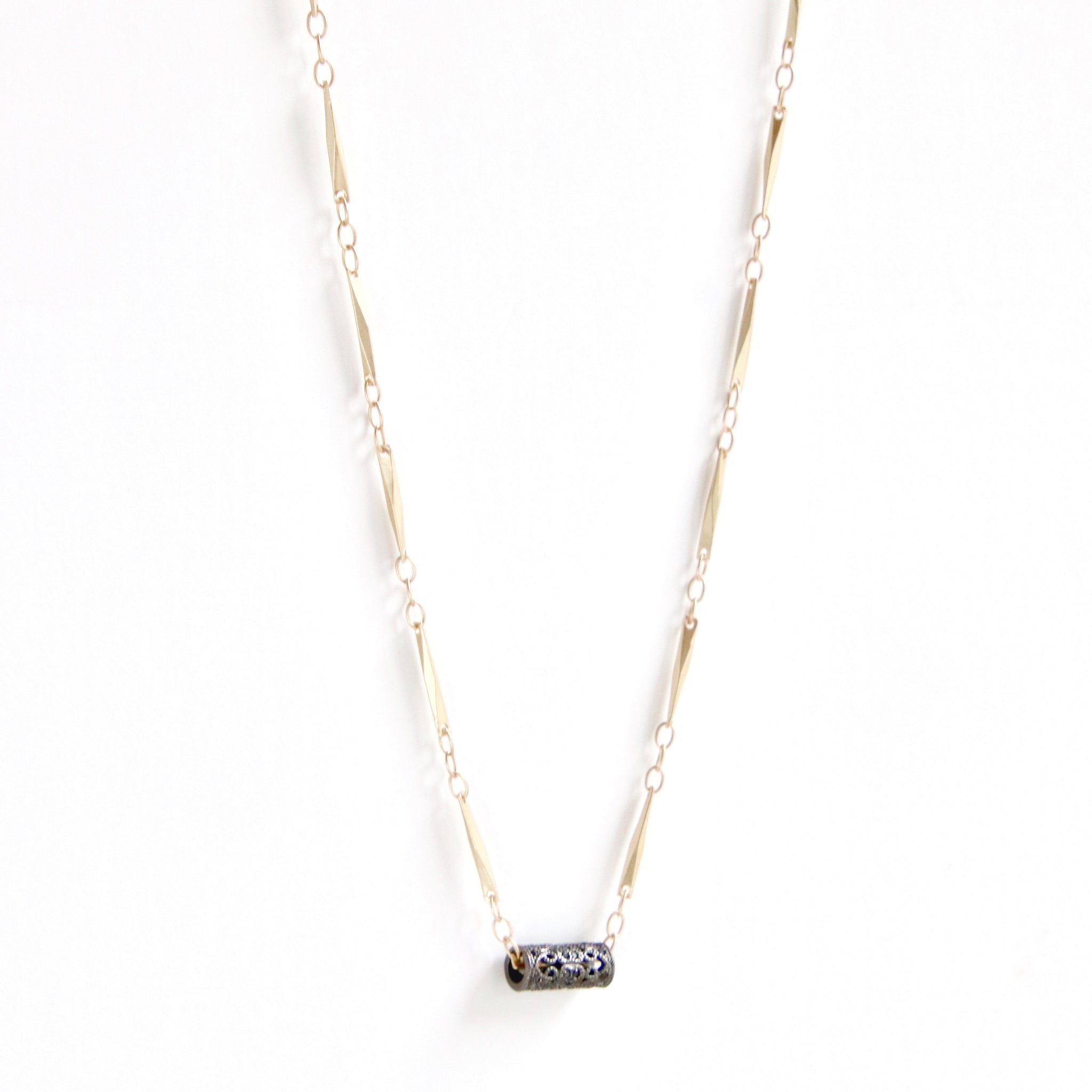 “Ruth” Pave’ Black Slide On Angie Chain