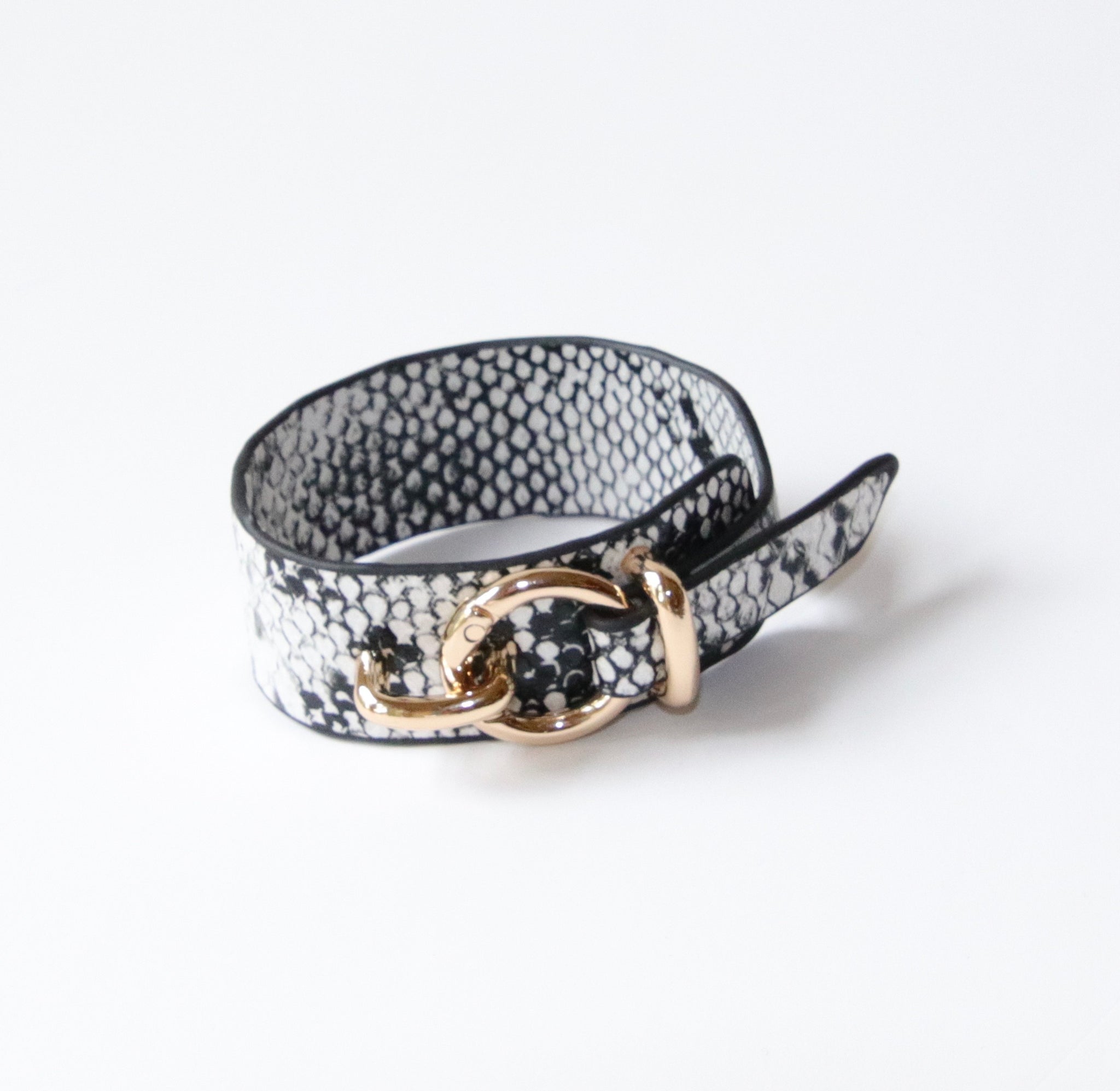 Leopard Leather Bracelet (Black/White)