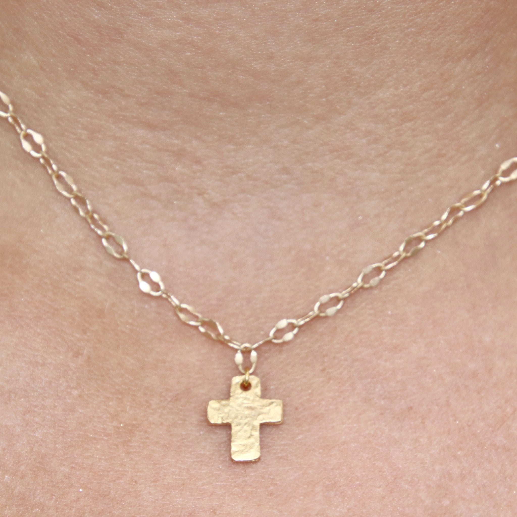 “I Believe” Matte Gold Cross Necklace