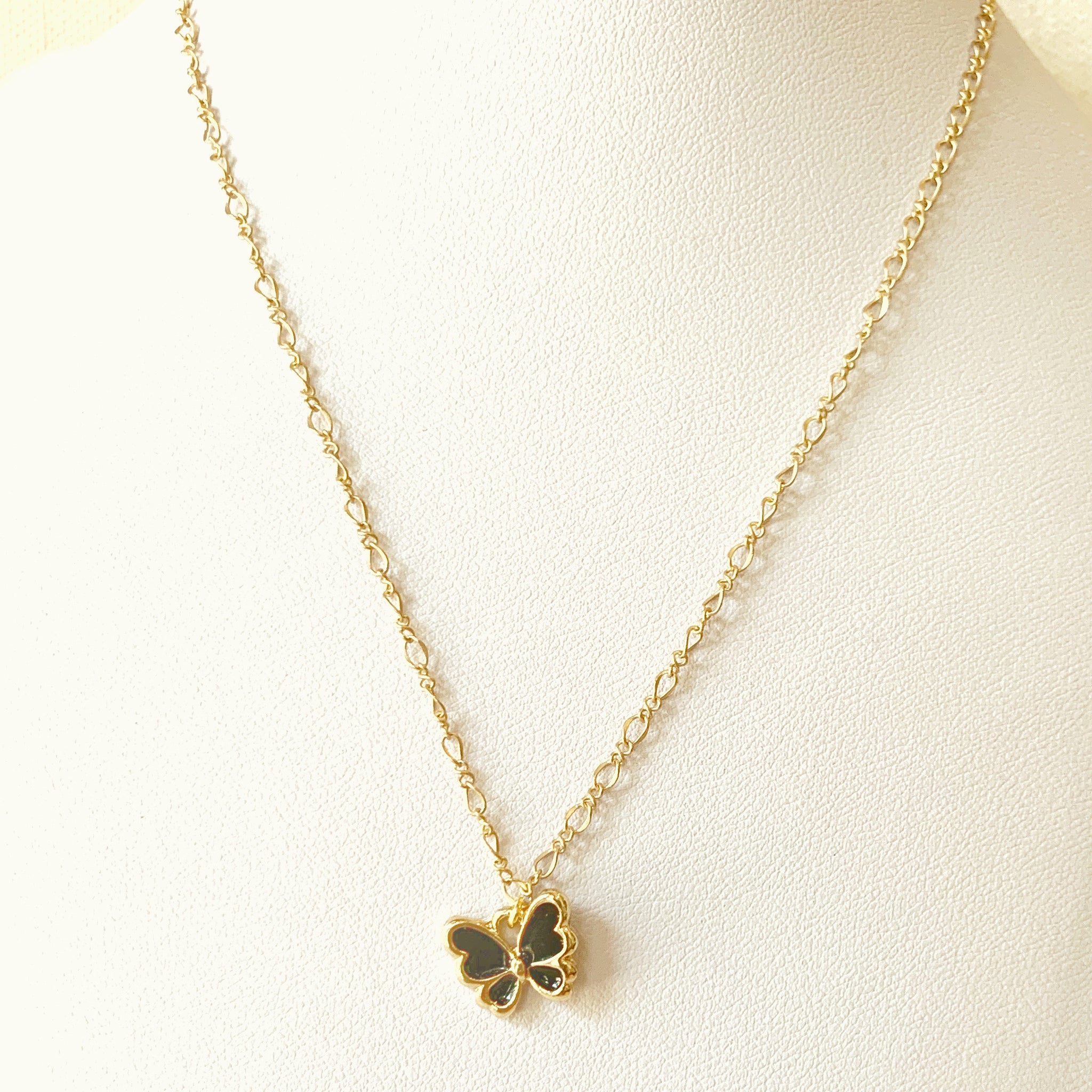 “Lizzy” Small Black Butterfly Charm Necklace