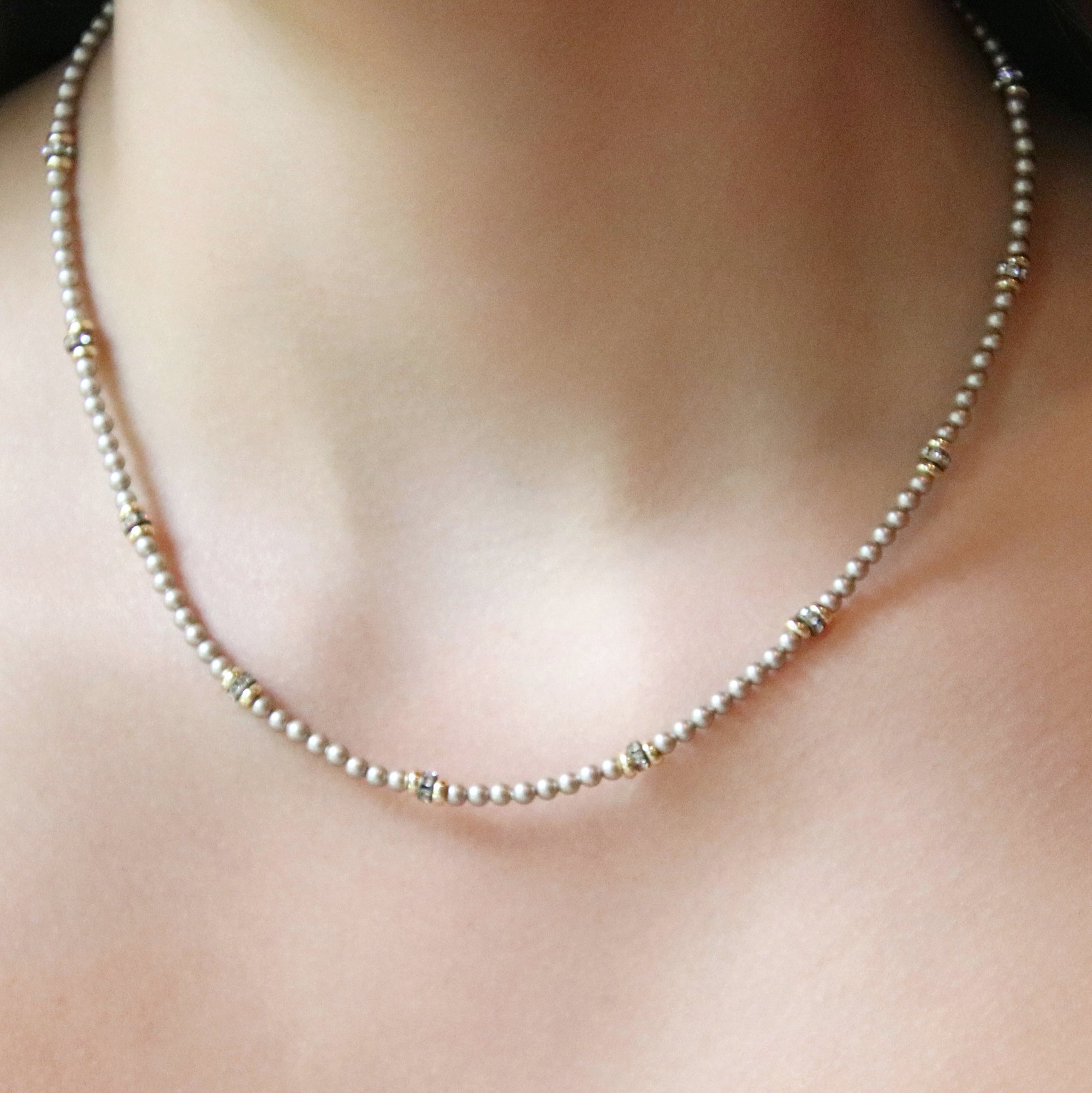 “Mamie” Platinum Pearl Necklace